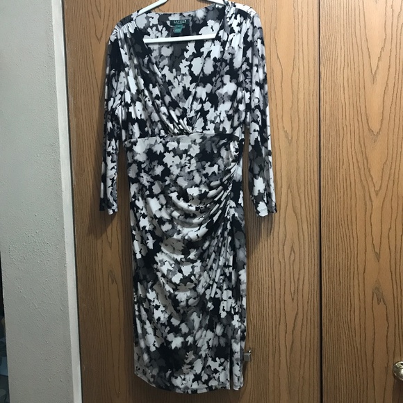 EUC Lauren Gray and Black Faux Wrap Skirt Dress - Picture 2 of 5